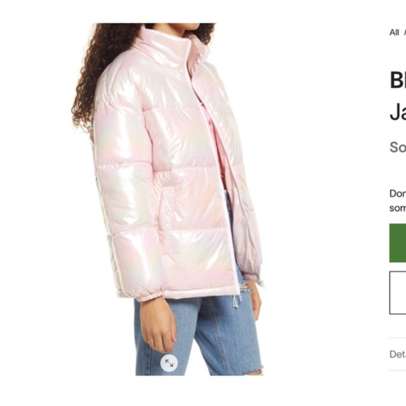 SOLD - BP Nordstrom Iridescent Oversize Puffer Jacket Pink Large NWT - Picture 3 of 11